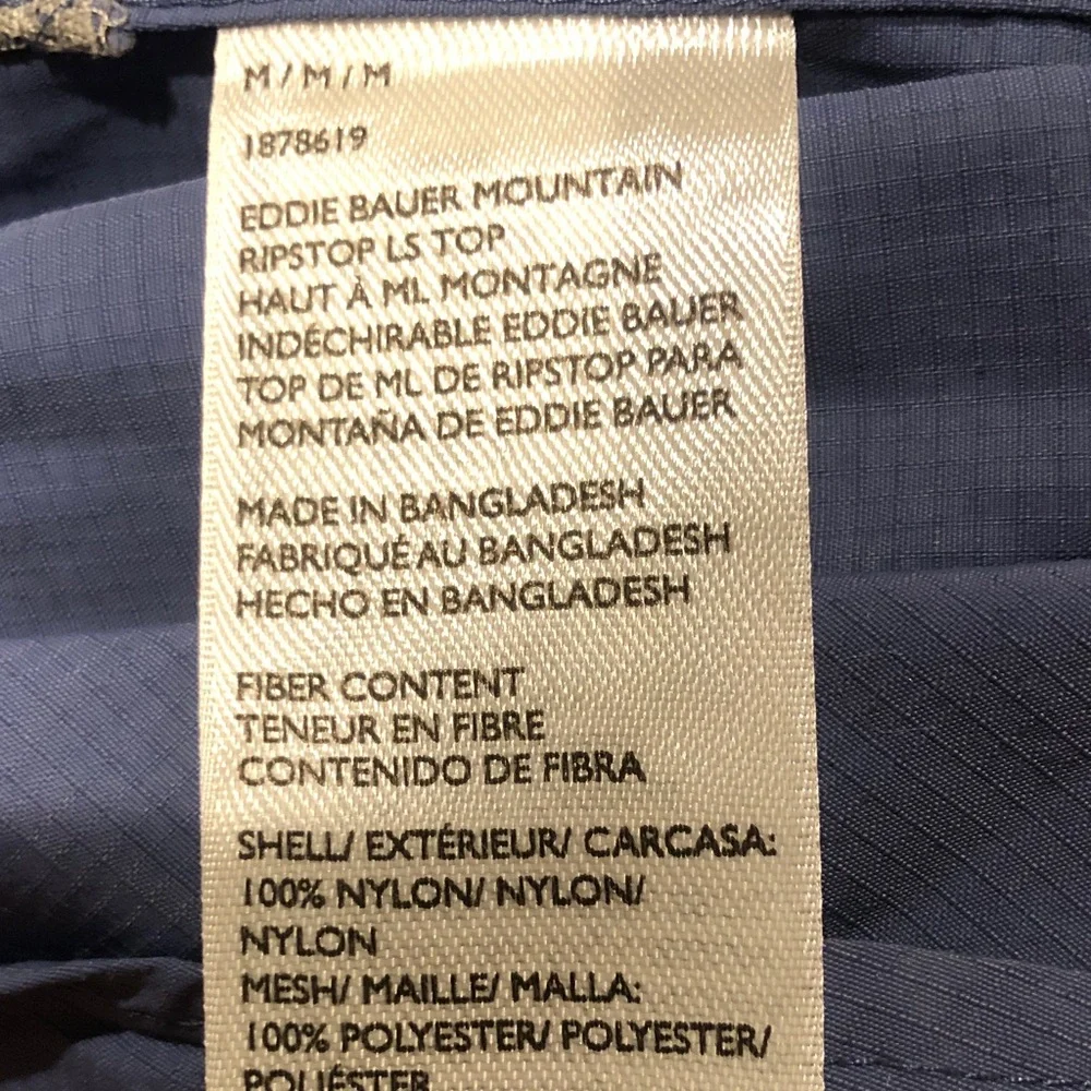 Eddie Bauer Mountain Ripstop Blue Button-Down Utility Shirt - Picture 16 of 16